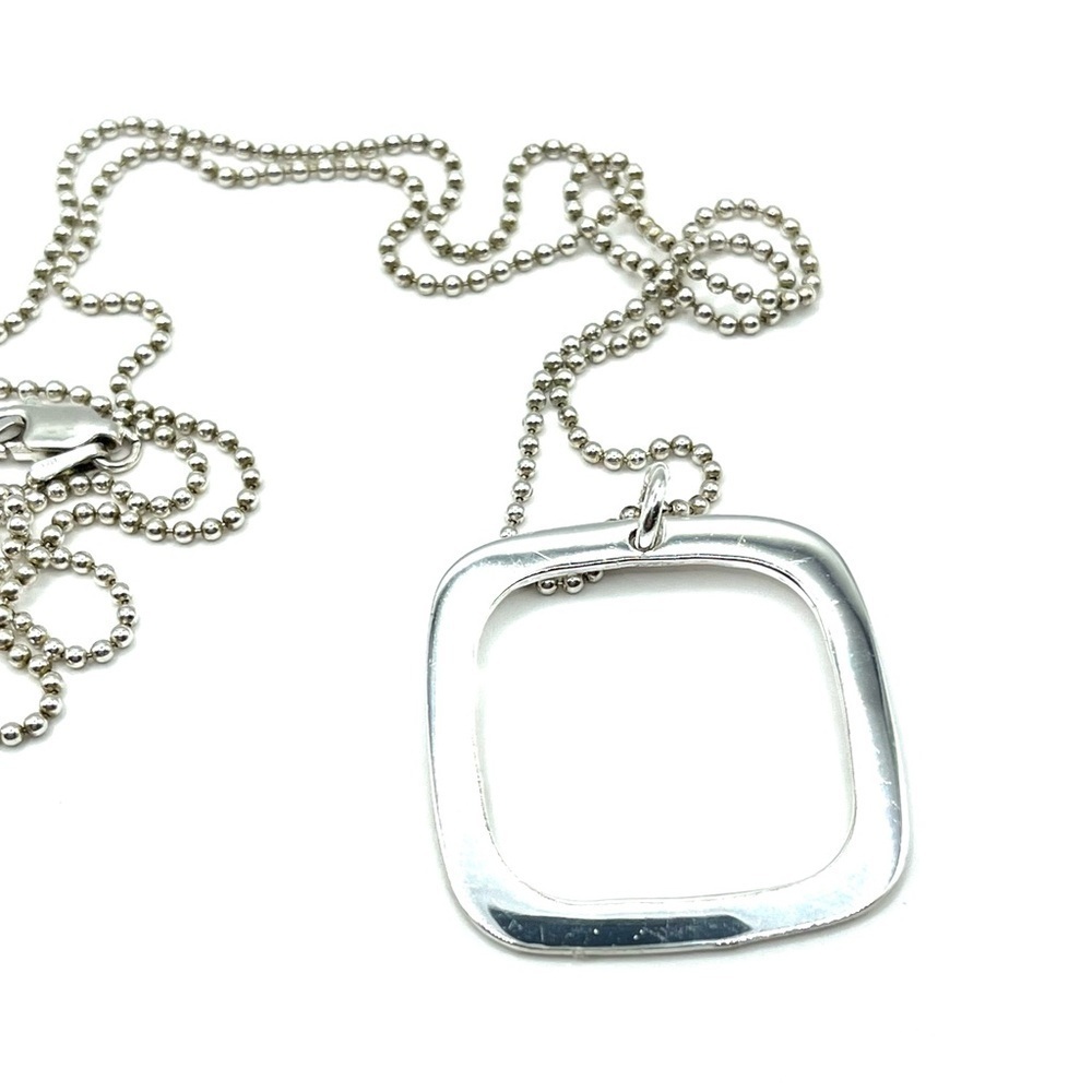Sterling Silver Modern Geometric Pendant Necklace 925 Minimalist - Picture 12 of 13